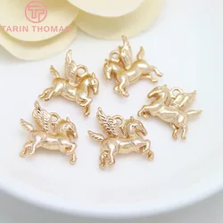 (1896)6PCS 16x15MM 24K Champagne Gold Color Plated Brass Pegasus Horse Charms Pendants High Quality Diy Jewelry Accessories