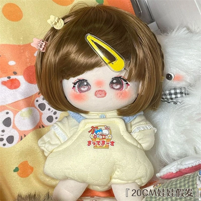 

20cm cotton doll doll doll wig headband versatile caramel color small bob head wig
