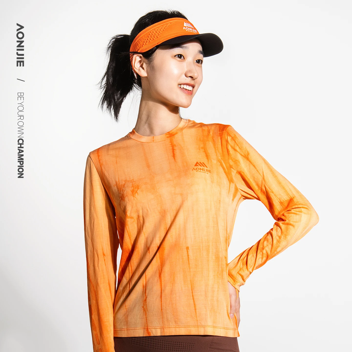 Aonijie Outdoor Sports Wool Long-Sleeved Shirt Unisex Quick-Drying Handed Tie Dye Clothe Breathable Comfortable Running Hiking
