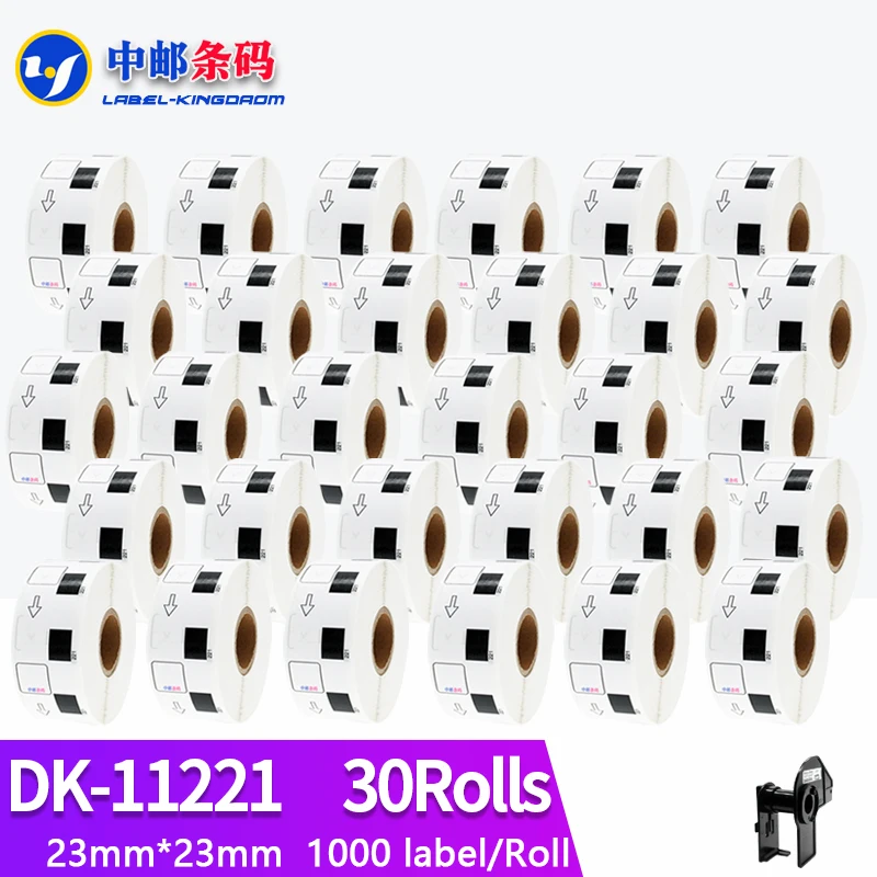 

30Rolls Compatible DK-11221 Label 23*23mm Die Cut Work for Brother Thermal Printer QL-700/800/810/820/1100/1110 DK-1221 DK11221