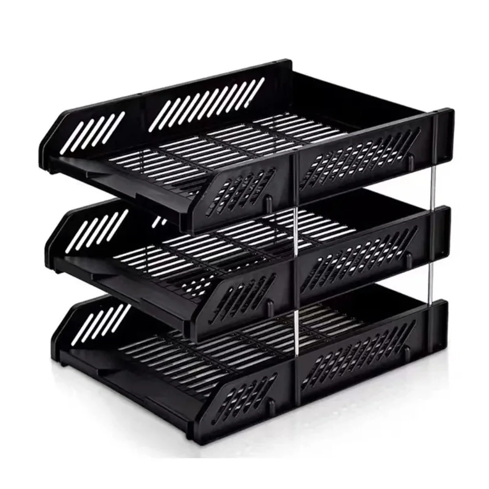 3-Tier Desktop File Organizer Rack Office Document Storage Tray Basket Frame rack storage frame