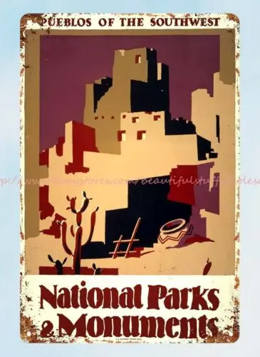 country decor national parks monuments pueblos of the southwest metal tin sign