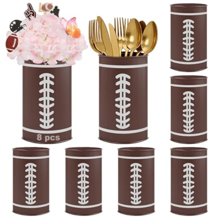 

Pcs Football Table Centerpiece Vase Galvanized Metal Football Vases Decor Rugby Ball Vase for Pen Holder Utensil Holder for Foo
