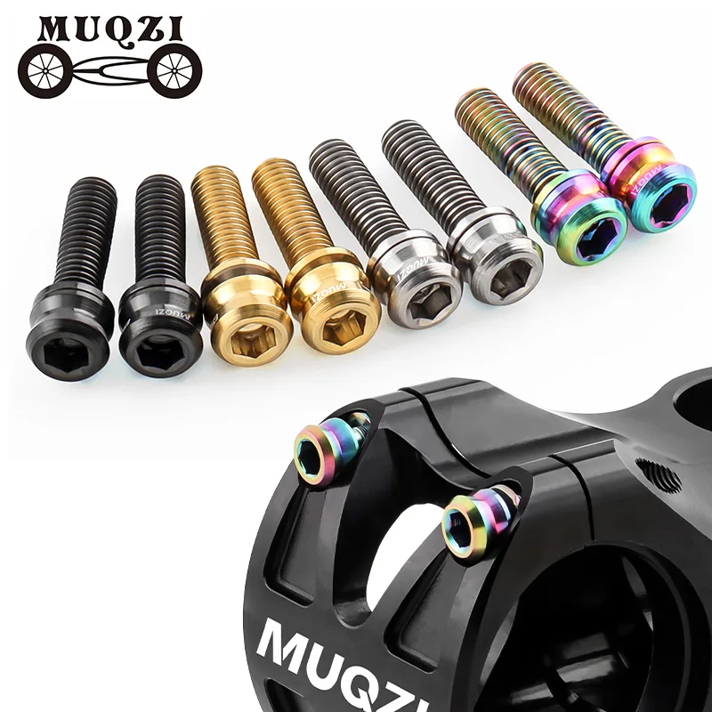 MUQZI 6PCS Titanium Bolts M5x15 M5x17 Bicycle Handlebar Stem Screw With Washer