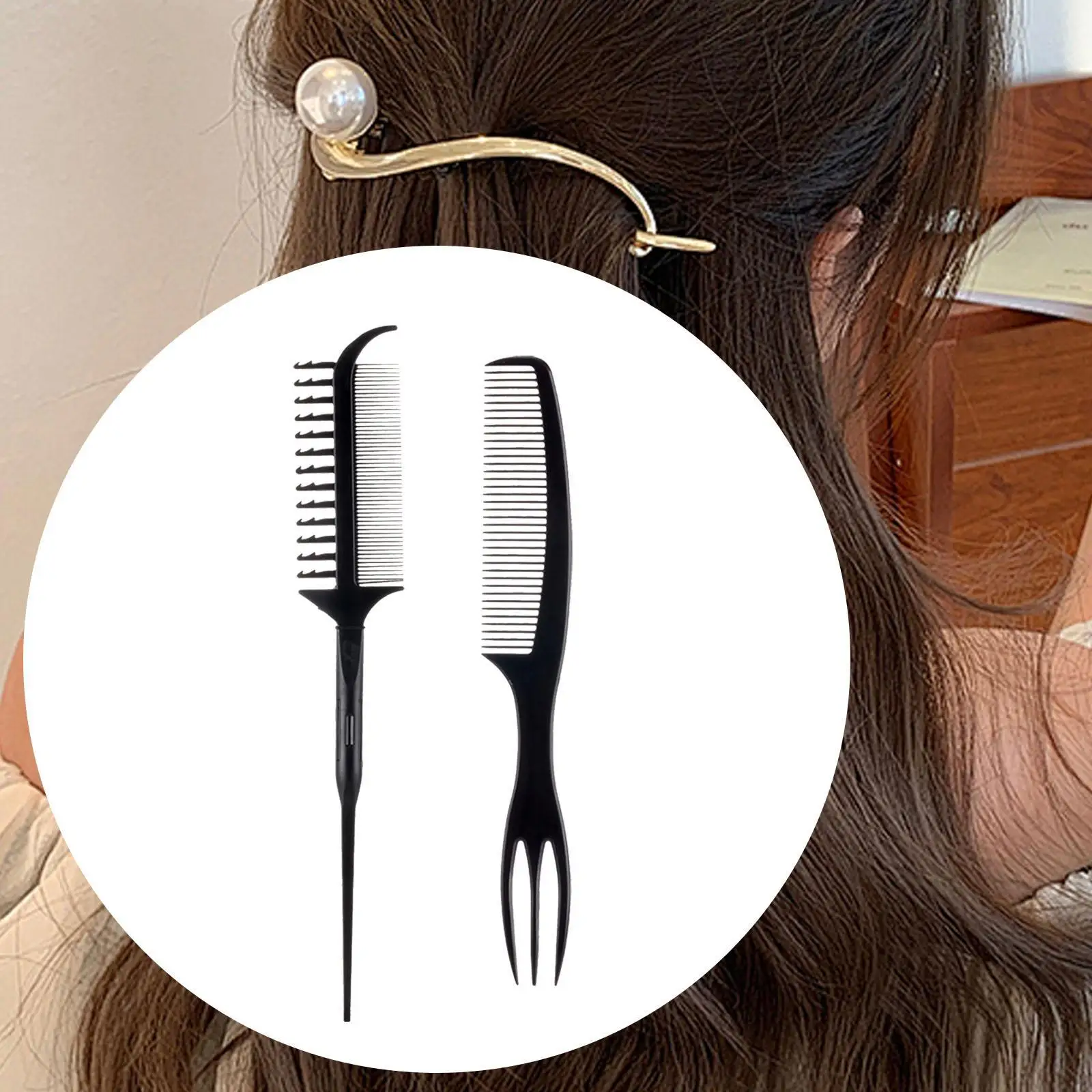 Hairdressing Tail Comb Easy Detangling Defining Detangling Hair Brush Pointed Tail Comb Set for Gifts Home Girl Men Salon