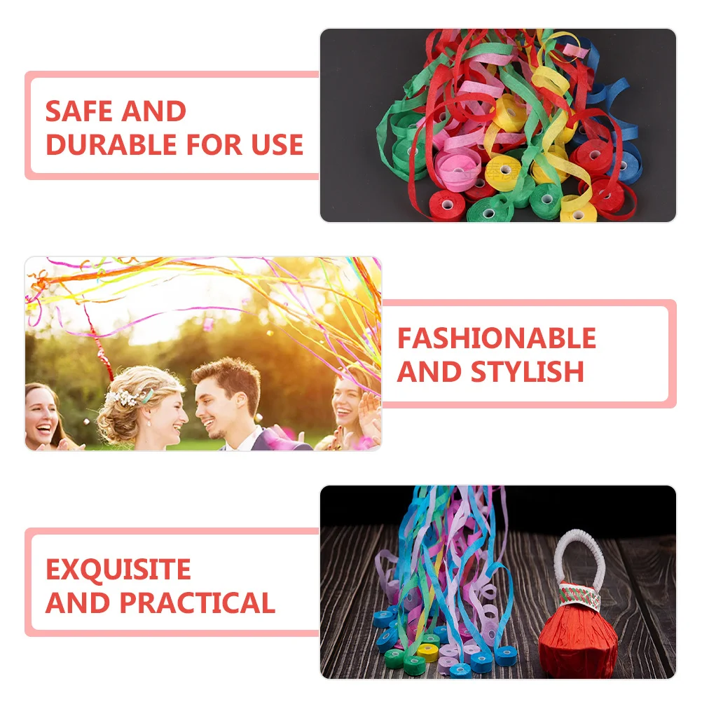 

6Pcs Hand Throw Streamers Vibrant Paper Streamers for Wedding Birthday Christmas Festival Party Decoration Ribbon