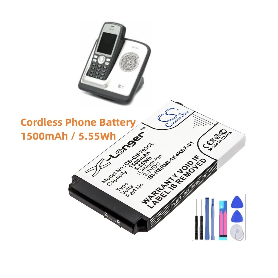 Cordless Phone Battery 1500mAh BI-HERMI-1K4KSX-01 for Cisco 7925, 7926, 7026G, 7925G, 7926G, 7925G-EX,Note:for 2015 Version Only