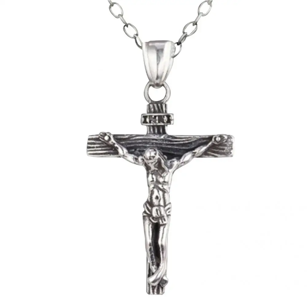 Attractive Jesus Cross Men Necklace Stainless Steel Pendant Necklace Men Jesus Cross Pendant Necklace for Cocktail