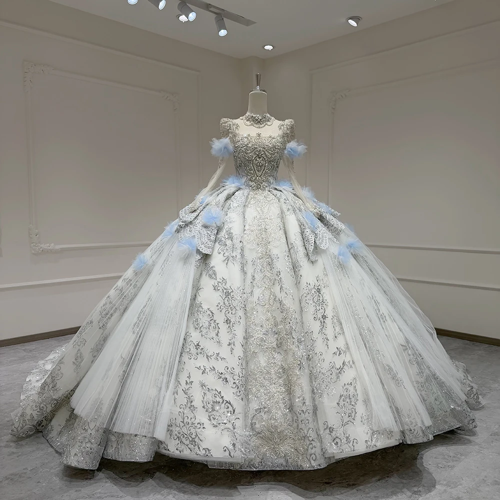 

Customized New Large Skirt Elegant Princess Dress Wedding Dress Ruffles Shiny Sequin Rhinestone Puffy Skirt Vestido De Novia