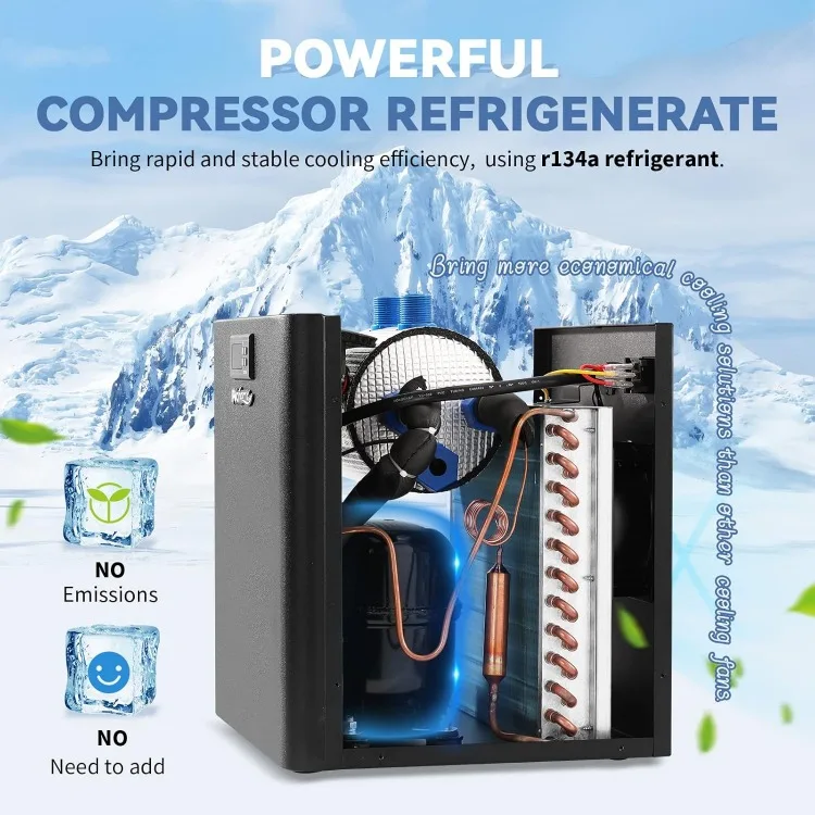 Aquarium Water Chiller para Sistema de Hidroponia, Uso Doméstico, Axolotl Peixe Coral Camarão, Bomba e Tubulação, 110V, 79Gal, 1/3 HP