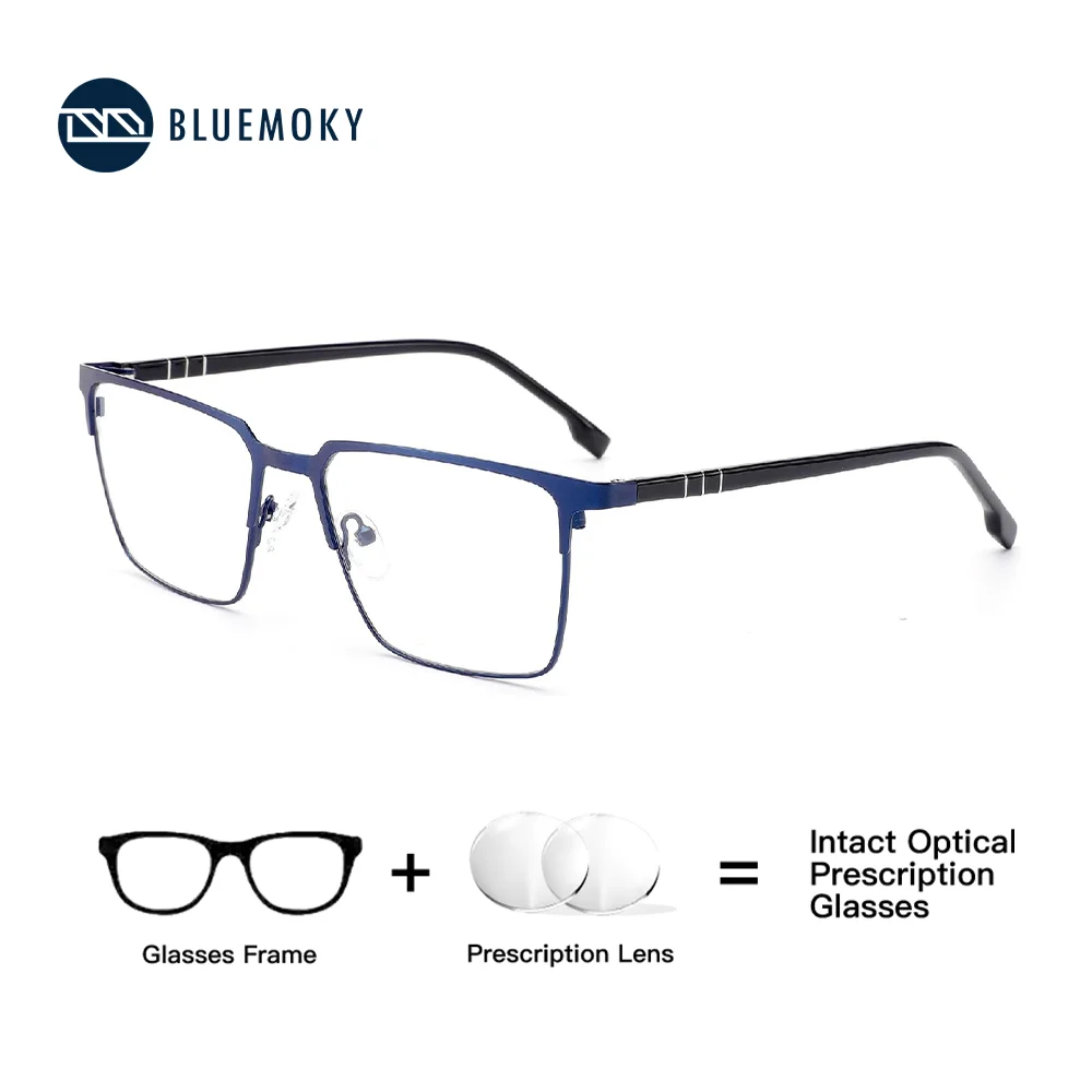 

BLUEMOKY Progressive Prescription Glasses for Men Women Square Fashion Alloy Frame Photochromic Lenses for Reading