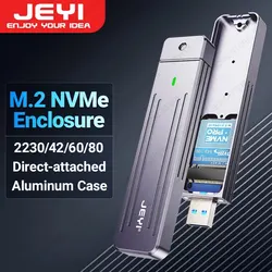 JEYI 직접 부착 M.2 NVMe 인클로저, USB-A 플러그 USB 3.2, 10Gbps 인라인 알루미늄 2242 2280 SSD 케이스, 자석 보호 케이스 포함