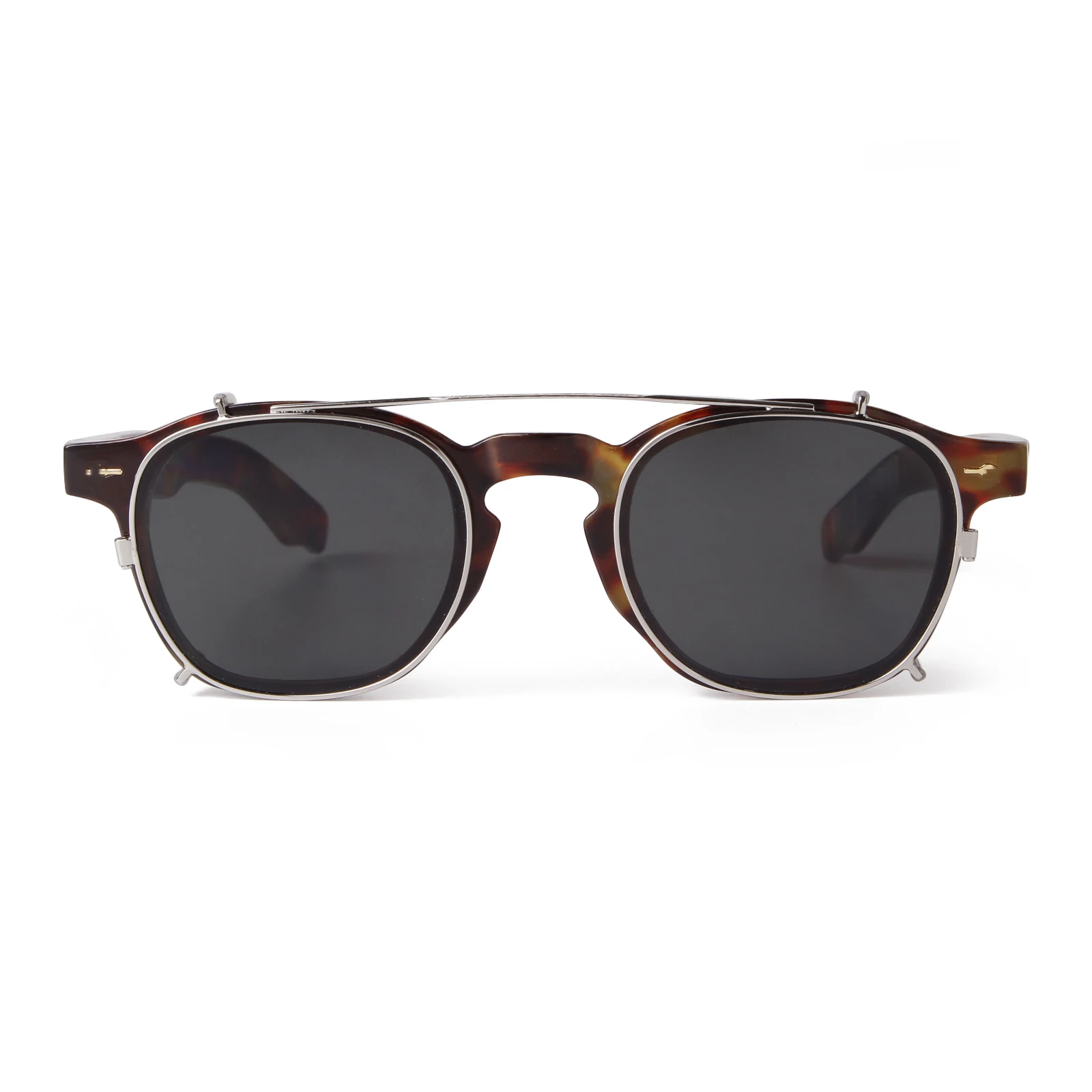 Vintage Niet Steampunk Clip auf Sonnenbrille Frauen Männer Klassische Quadratische Abnehmbare Flip Polarisierte Linse Sonnenbrille Gafas De Sol UV400 – Detail 12