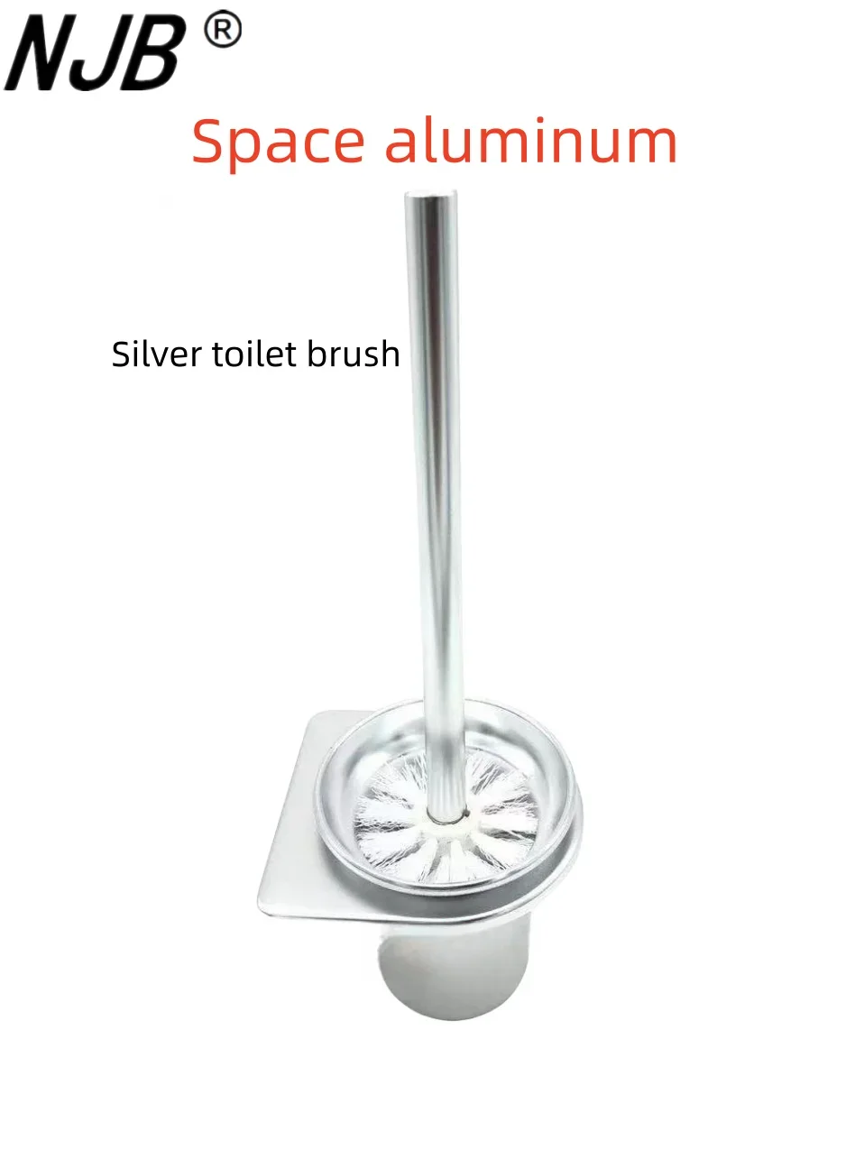 Bathroom Toilet Brush Holder Cleaning Tools Space Aluminum Wall Mounted No Drill Vertical Toilet Brush Bathroom Accessories