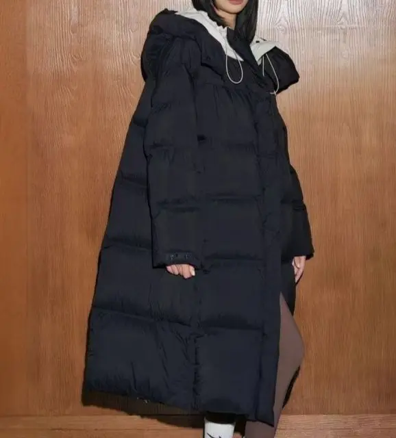 2025 Winter New Style Hooded Knee-Length Fashionable Warm Thick Cotton Coat