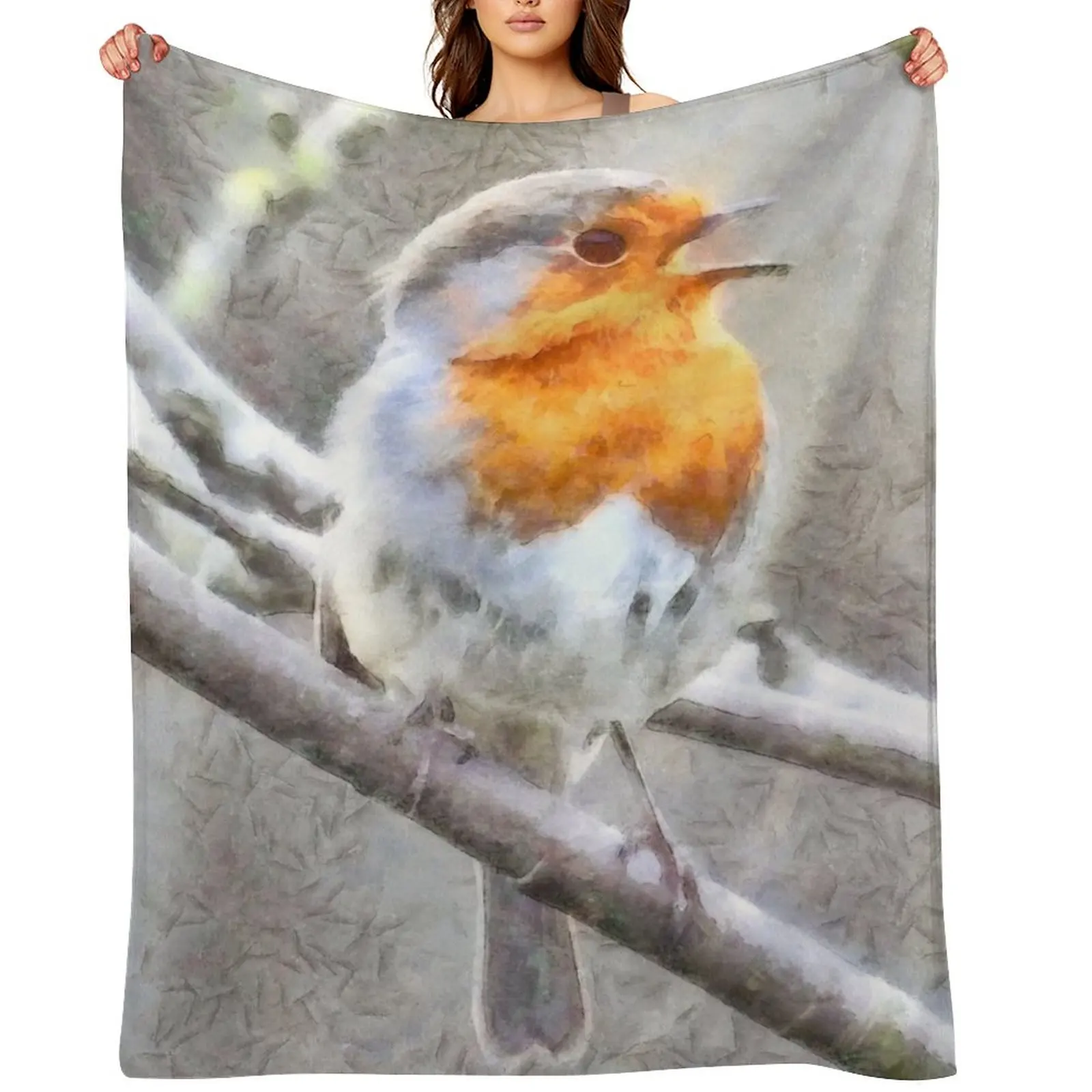 

Angelic Robin Watercolor Throw Blanket Blankets For Sofas Decorative Sofas Quilt Beautifuls Blankets