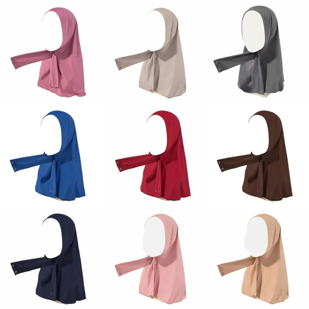 

Wrap Style Polyester Material Muslim Hijab High Quality Solid Color Headscarf Convenient Design Pin Free Turban Shawl Women Wear