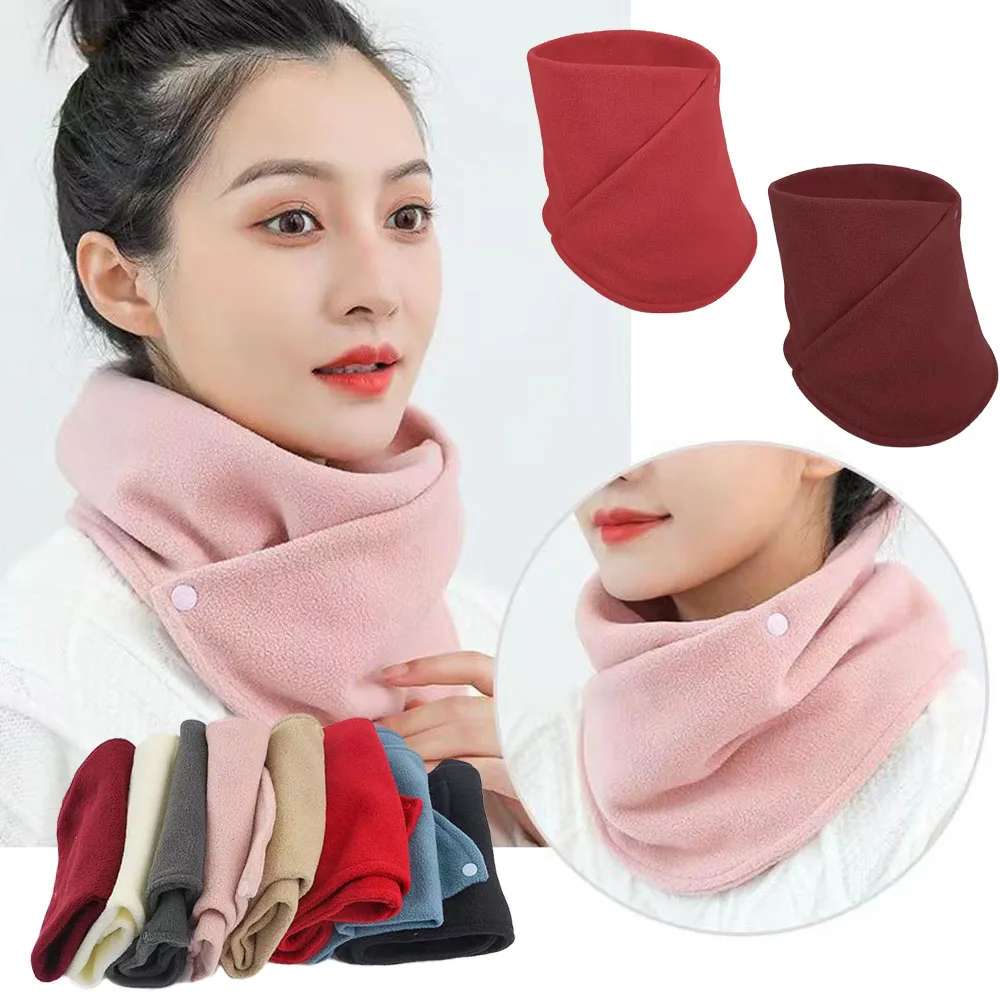 Winter Plush Muffler Double Layer Warm Neck Cover Fashion Solid Color Men Women Cold-proof Scarf Outdoors Cycling Neckerchief