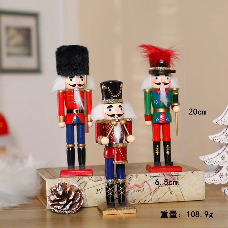 20cm Nutcracker Christmas Decor Wooden Christmas Decorations Nutcracker Figures  Christmas Festive Collectible For Home Ht240