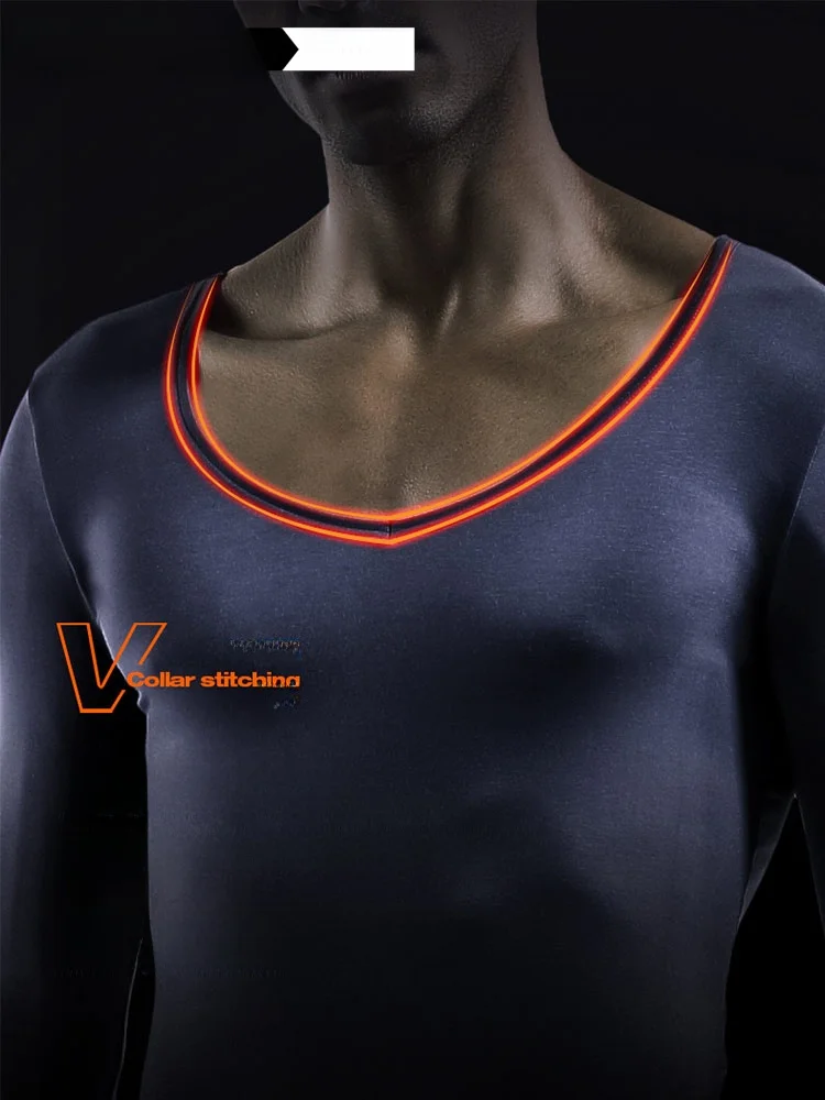 

Men's Modal Cotton Thermal Top Low Ne Basic Long Sve V-ne Underwear Single Piece Winter Warm Thin Base Layer irt