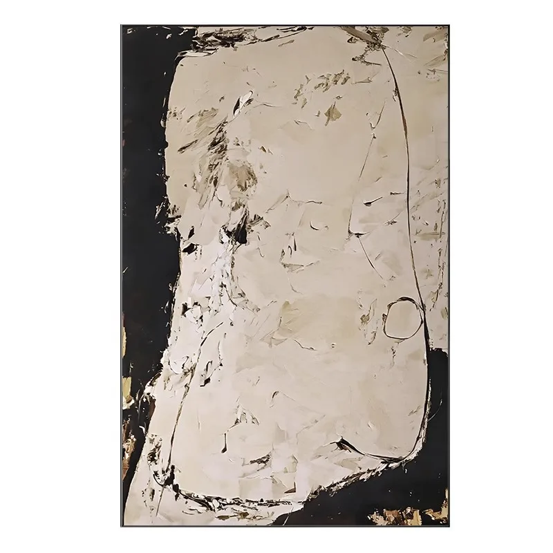 

Villa decorative painting large cream wind hotel tooling hanging painting black and white abstract