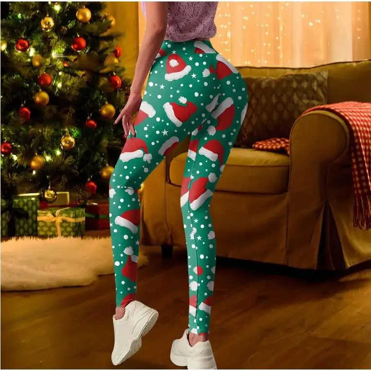 

High Waisted Elastic Snowflake Leggings Women's Base Layer Pants ort Length Polyester Fiber Printed Design Winter 202