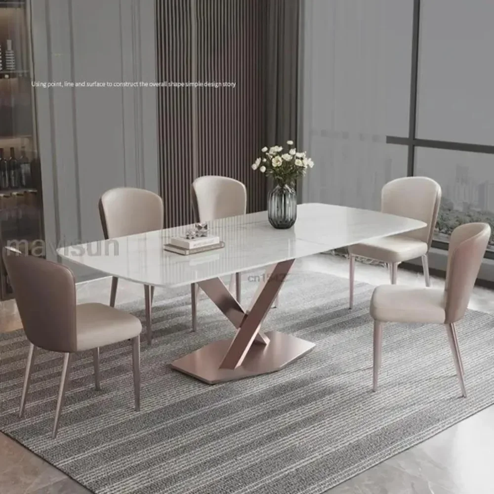 Modern Minimalist Folding Dining Tables With 12mm Thick Rock Slab Tabletop Round Corners Kitchen Table And Chairs Mesa Furniture