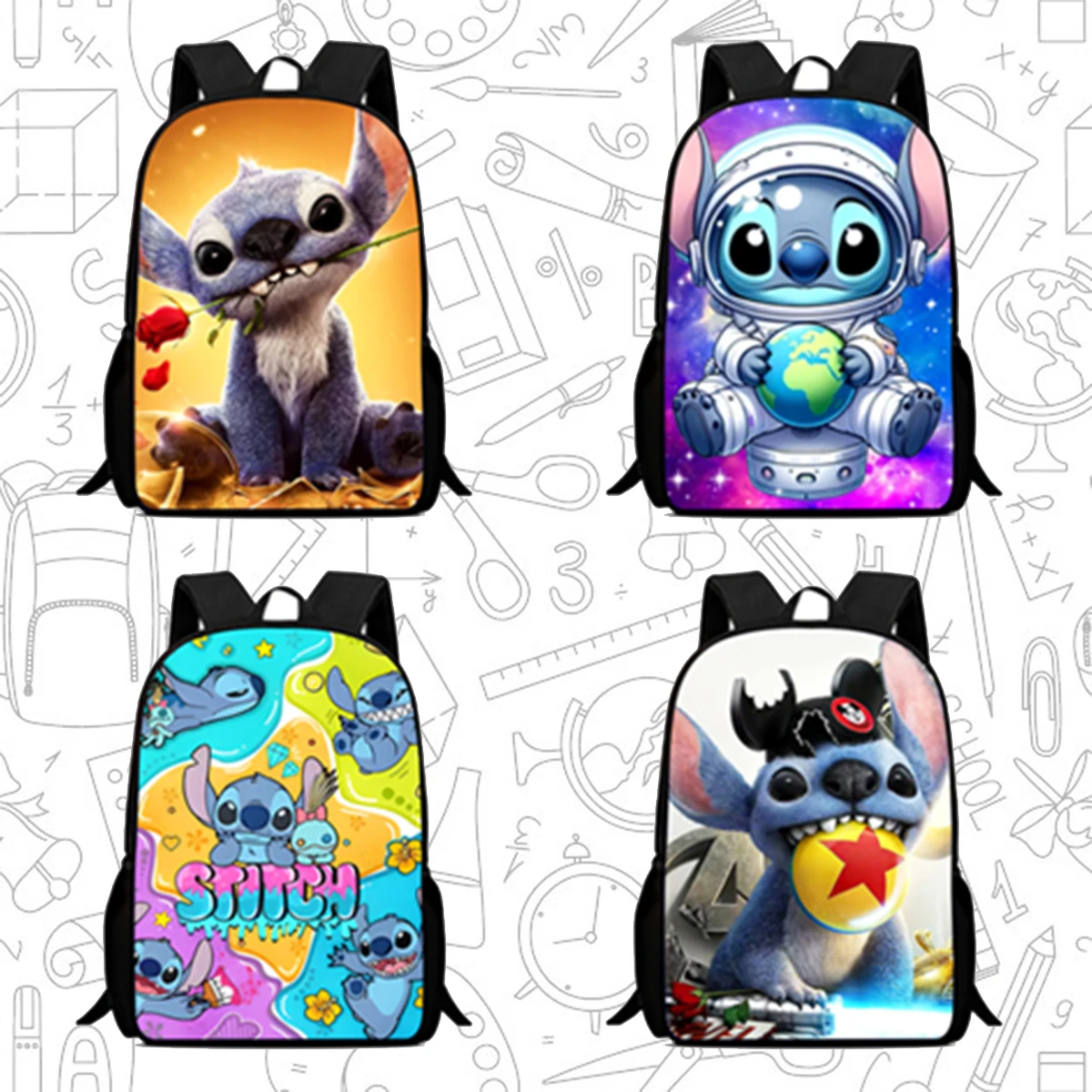 

Disney Mochila School Backpack,Cartoon Stitch Child School Bags for Girls Boys,Durable &Light Weight Kids Bags for Kindergarteen