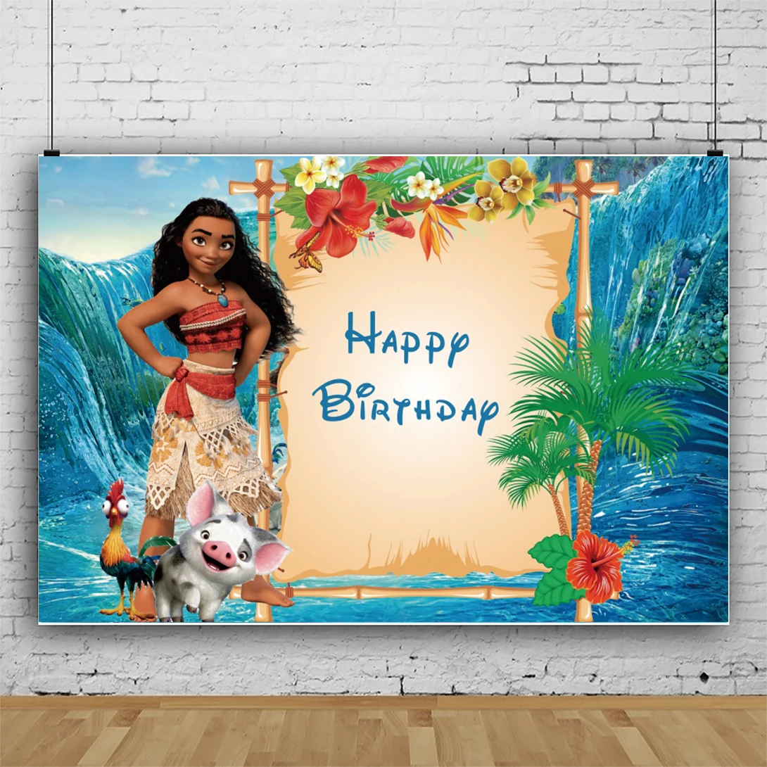 Maui Moana Background For Photography Photo Backdrop Birthday Decorations Baby Shower Girl Kid's Party Banner Props Photozone