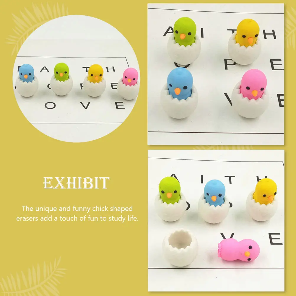 15Pcs Children Erasers Adorable Chick Shaped Erasers Compact Size Mini Eraser Prize Stationery for Students Decorative Eraser
