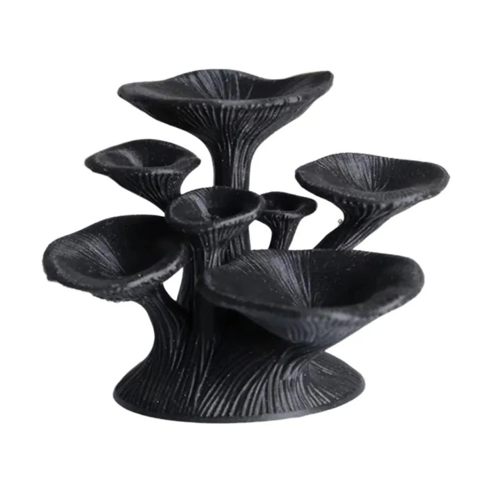 3D Printed Mushroom Jewelry Stand Multi-Layer Black Glossy Ring Display Stand Storage Shelves Plastic Jewelry Storage Tower