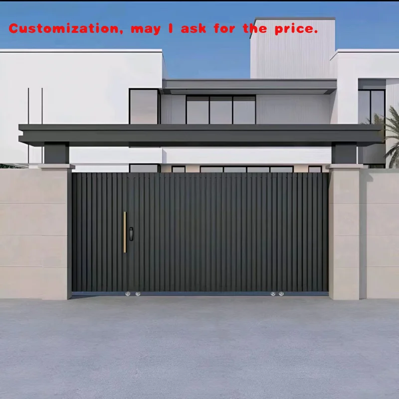 

custom.Customized Aluminum Fence Gate French Patio Entrance Driveway Sliding Door Apartment Hospital