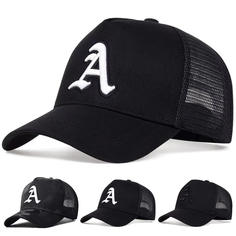 Unisex Baseballkappen mit Gothic-Buchstaben-A-Stickerei, Frühling/Sommer, Outdoor, verstellbar, lässige Hüte, Dad Hat, Sonnenschutzhut – Detail 1