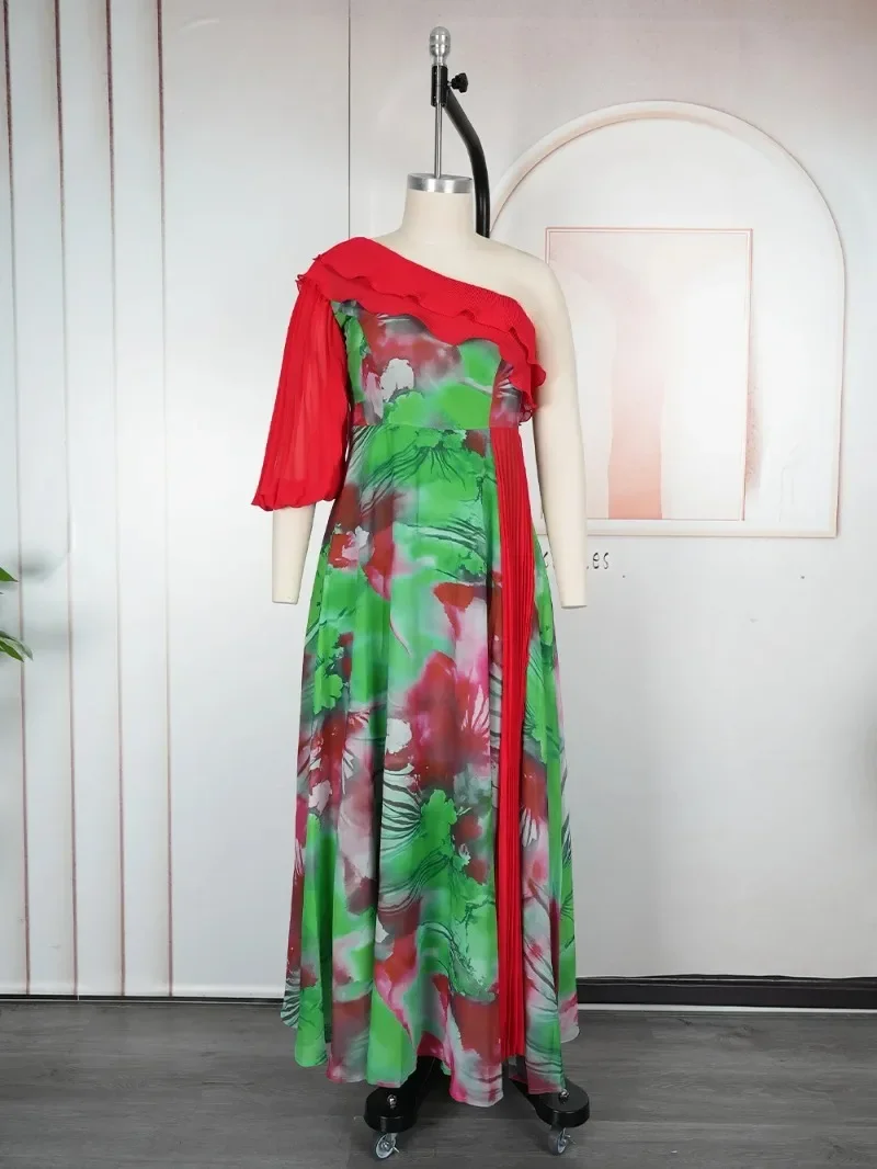 فساتين Dashiki الأفريقية للنساء لخريف 3/4 كم من البوليستر مطبوع للحفلات المسائية فستان طويل ماكسي ملابس أفريقيا