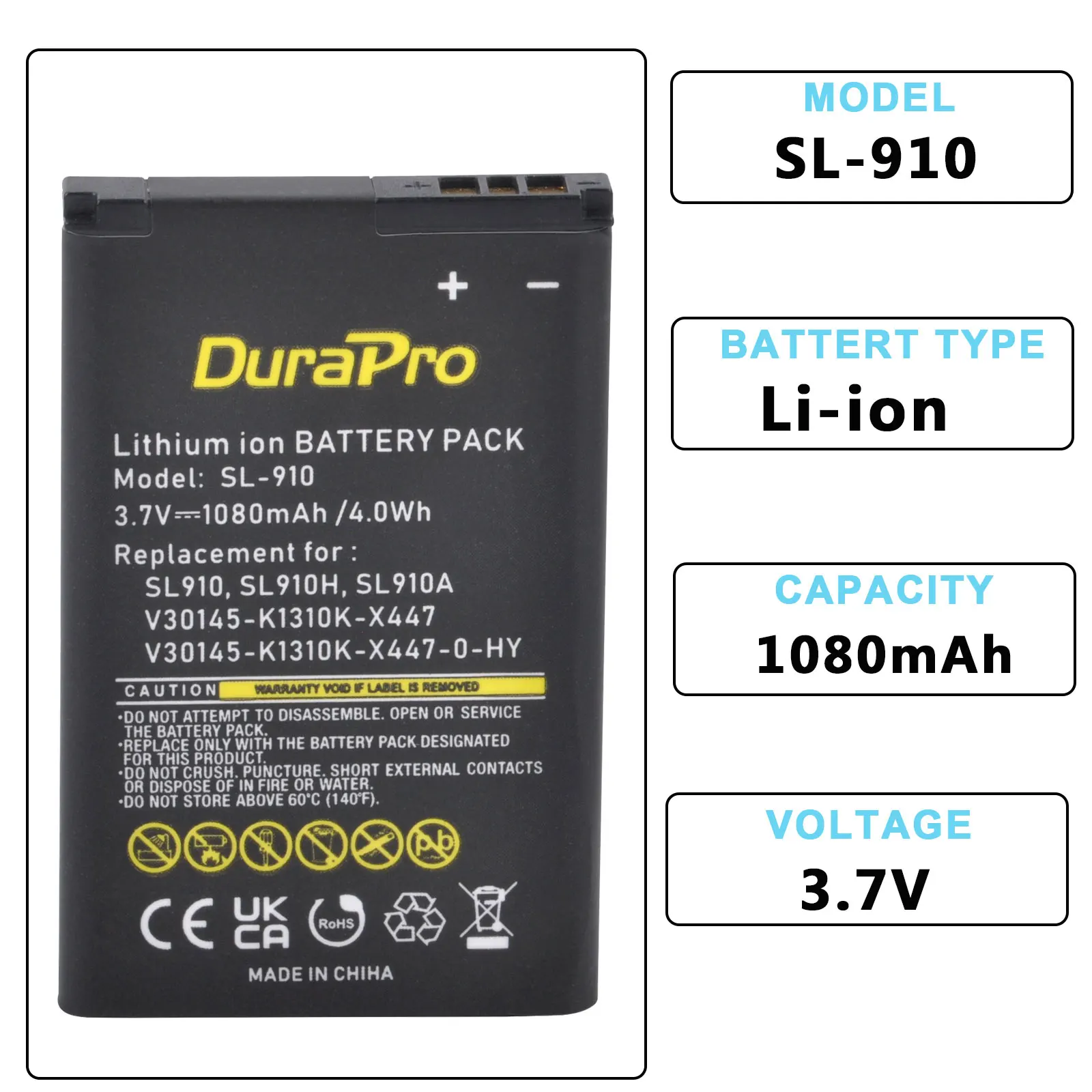 DuraPro 1080mAh SL910 Cordless Phone Replacement Battery Bateria for Gigaset SL910 SL910A SL910H V30145-K1310-KX447 Batteries