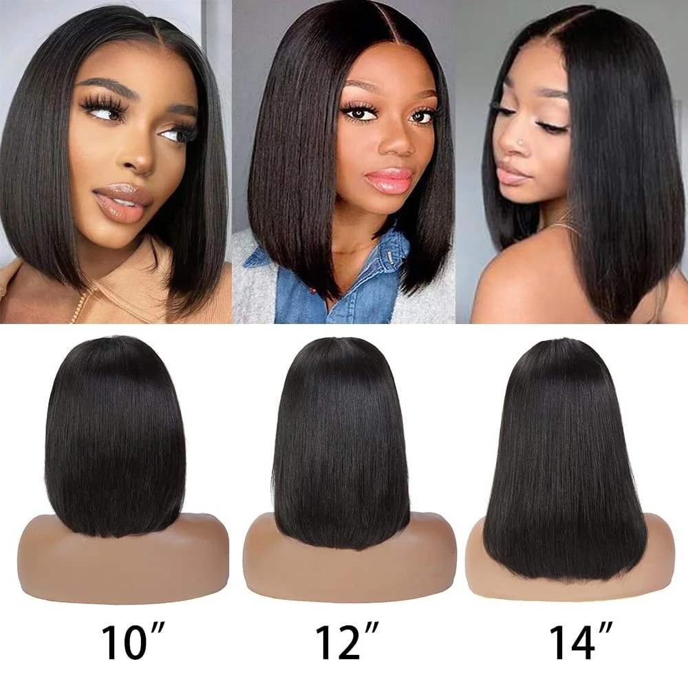 Glueless Bob Human Hair Wigs Ready To Wear indian Straight Transprent 4x4 Lace Closure Wigs For Women Glueless Wigs Human Hair