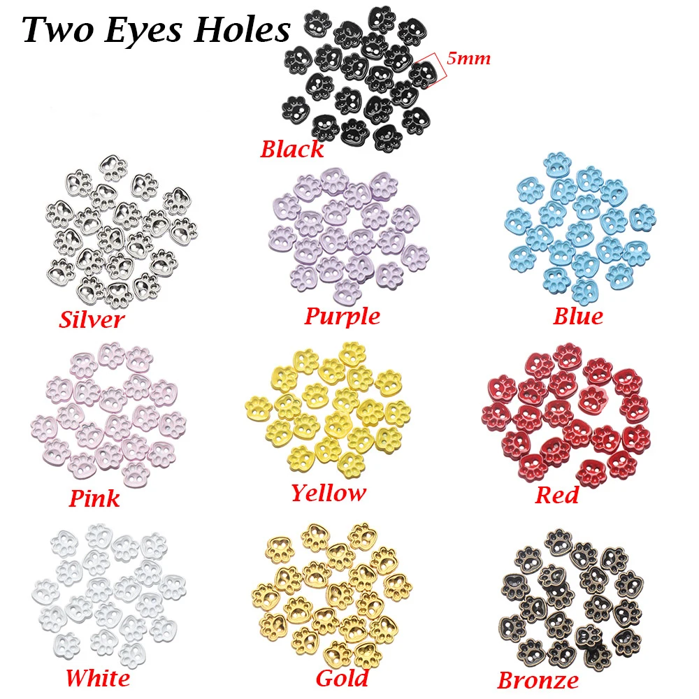 20pcs 5mm 1/2 눈 구멍 곰 발 스타일 DIY 인형 의류 미니 버튼 인형 의류 봉제 금속 버클