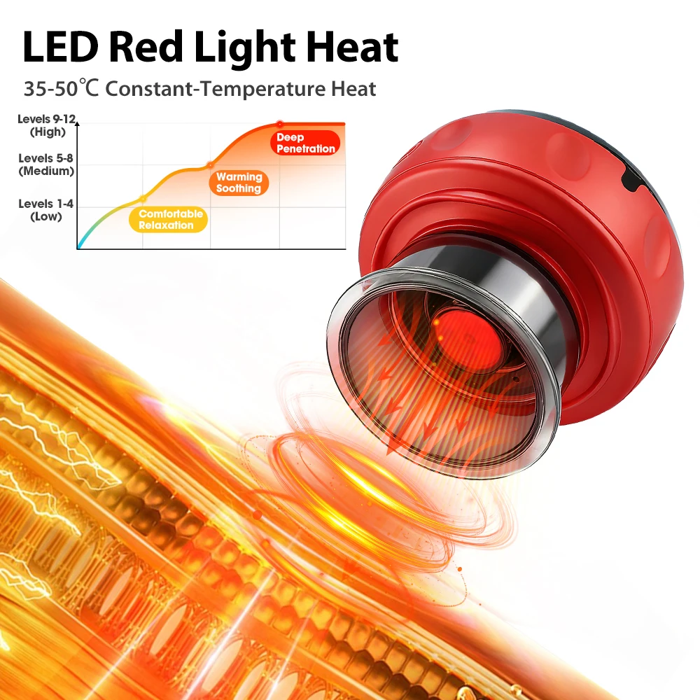 

Electric Red Light Cupping Device 12 Negative Pressure Suction Heating Massager with Remote Control Back Arms Body Scraping Tool