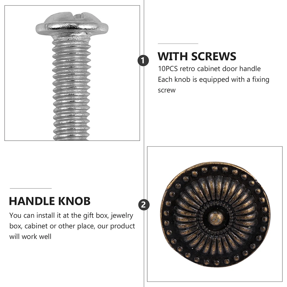 

20Sets Alloy Round Drawer Pulls Retro Jewelry Box Handles Replacement Knobs for Cabinet Dresser Cupboard Door Mini Pulls
