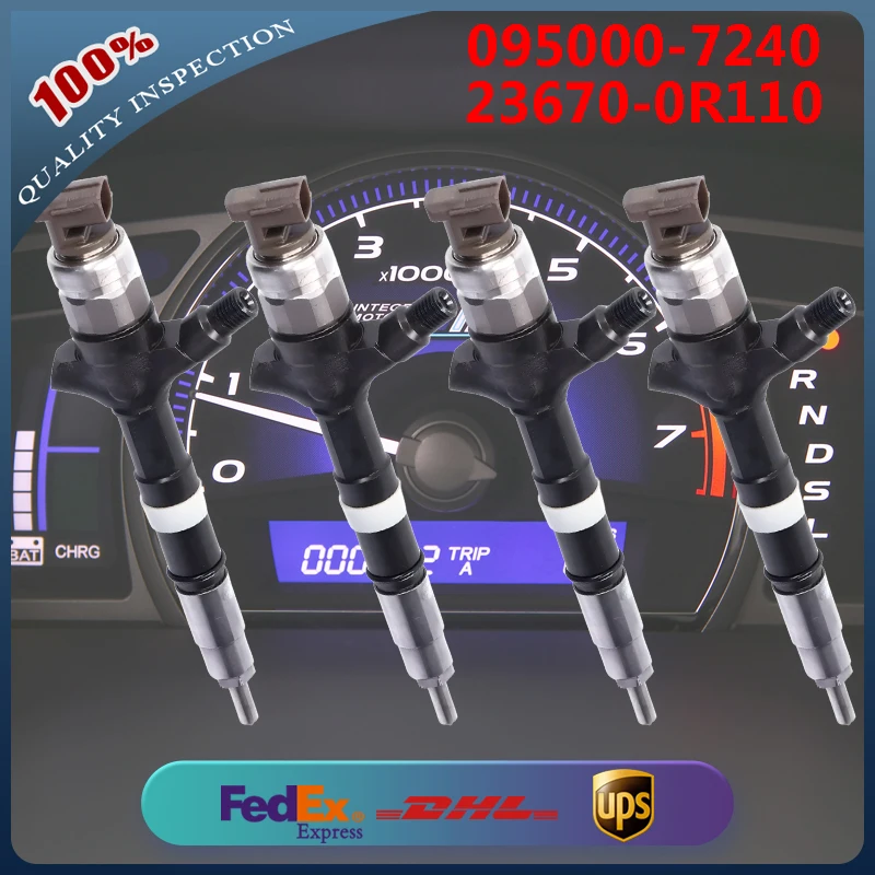 

4PCS Common Rail Injector 095000-7240 095000-7250 23670-0R110 23670-09200 for Toyota Avensis Verso 2.2 D 2AD-FTV D-4D Engine