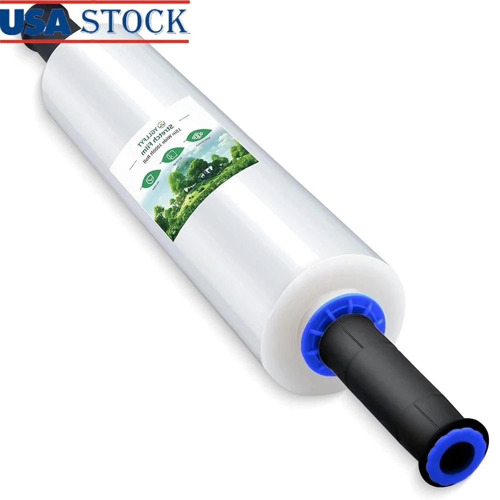 

Durable Stretch Film 1000ft Roll 15inch Width 60G Heavy Duty Plastic Wrap Moving Packaging and Storage with Handles