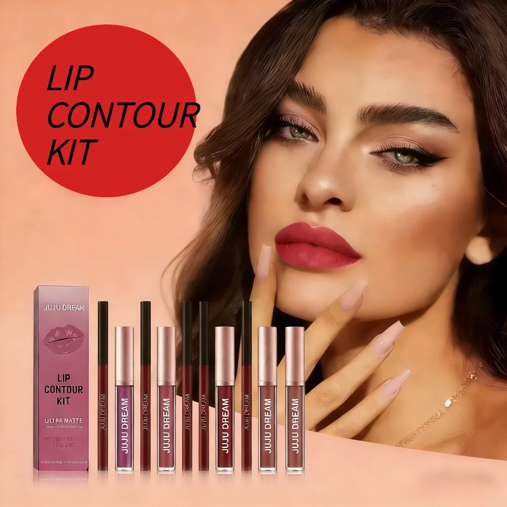 Waterproof Lipstick and Lip Gloss Set Long Lasting Natural Lip Kit 2pcs Portable Makeup