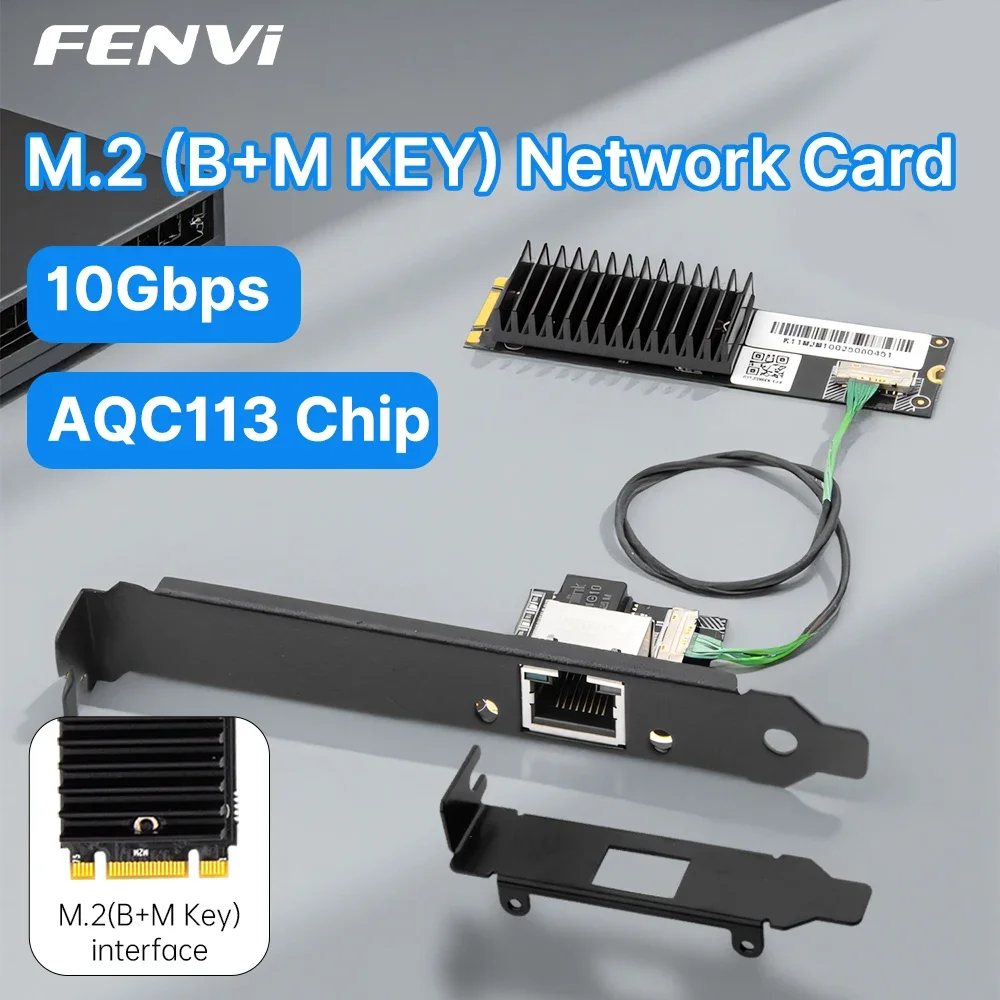 FENVI 10Gbps AQC113 M.2 B+M To RJ45 Network Card Ethernet Network Adapter Single-Port LAN Controller Card For Desktop PC Server