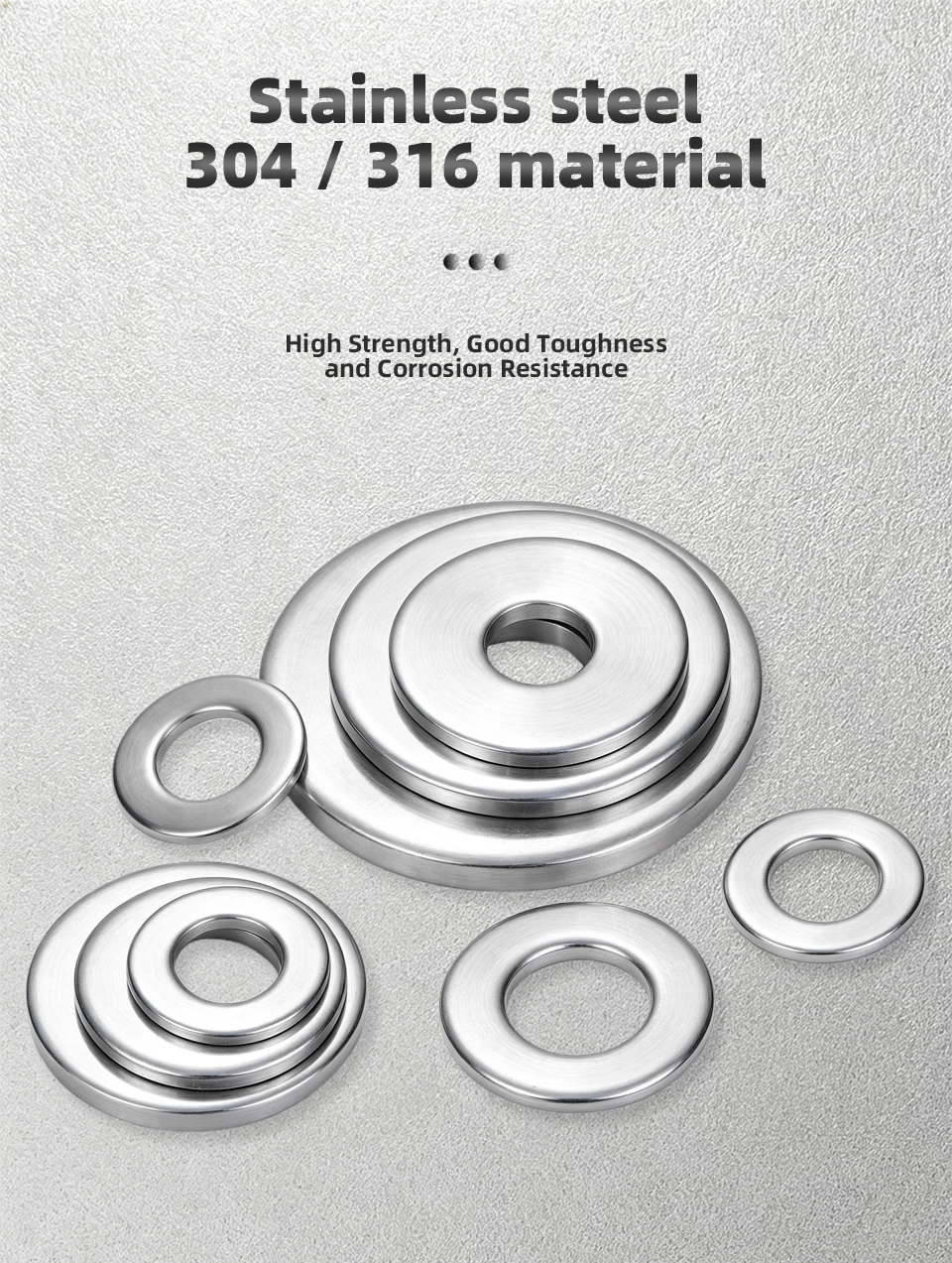 DIN9021 Runde Unterlegscheiben 304 316 Edelstahl Große Breite Flache Metall-Dichtung Abstandshalter Befestigungsmaterial M2.5-M20 – Detail 8