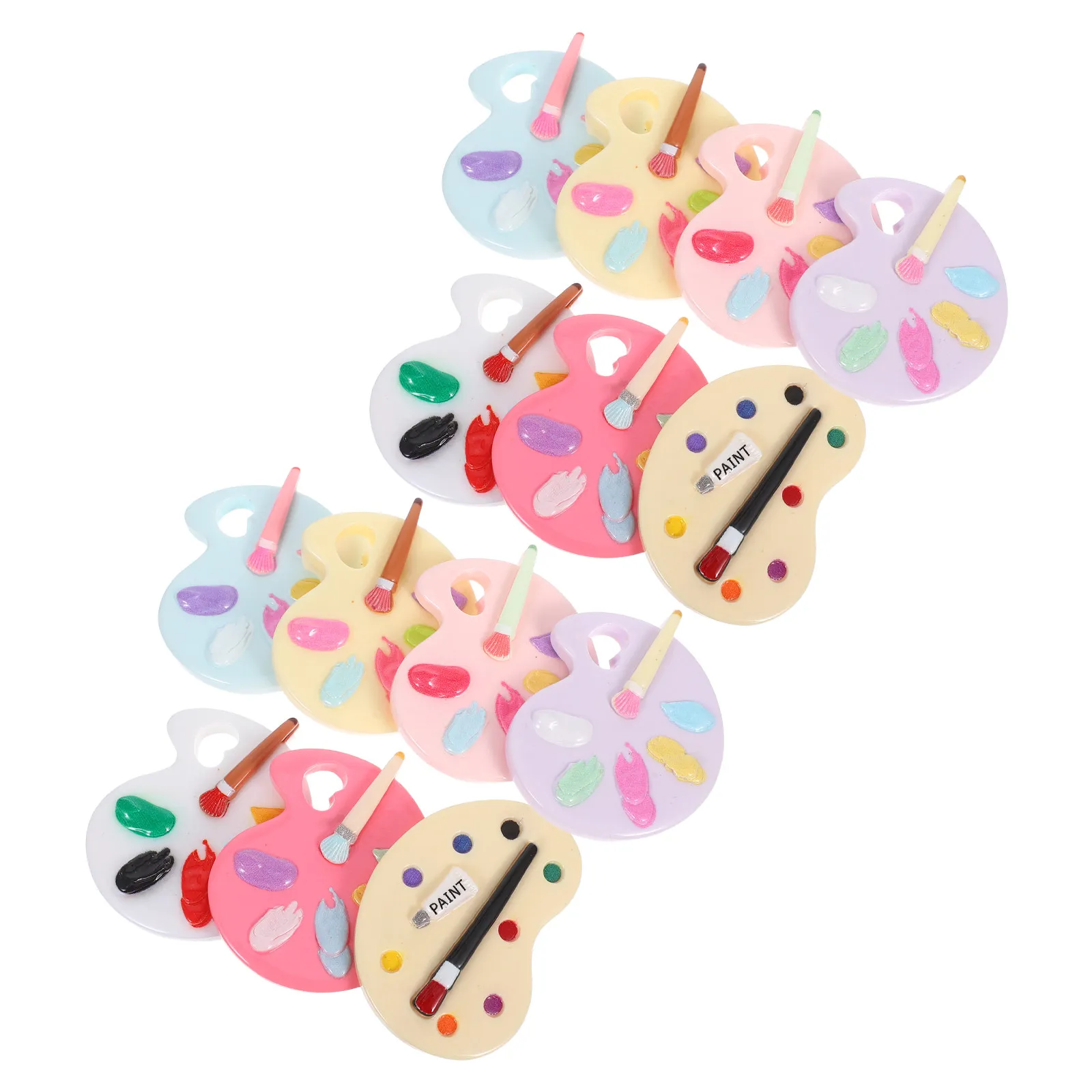 14Pcs Resin Cartoon Paint Tray Charms Colorful Flatback Craft Supplies for Earrings Hair Clips Phone Cases Shoes DIY Jewelry