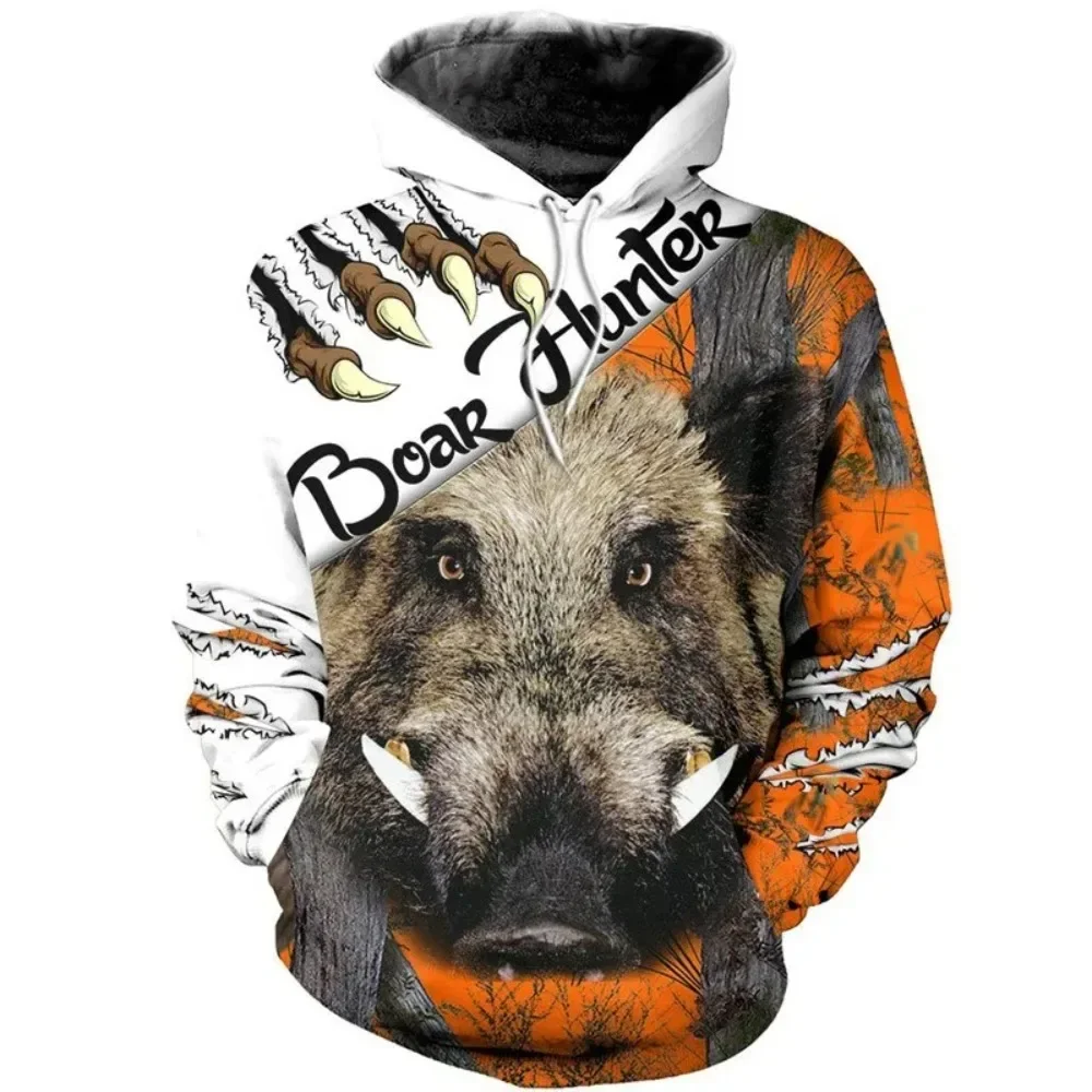 

Interesting boar hoodie for men fall winter hunting clothing long sleeve camo sweatshirt 3D printed