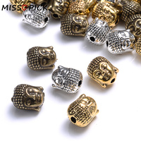 10Pcs 9x11mm Mix Buddha Head Metal Beads Charms Yoga Spacer Beads For Making Beaded Bracelet DIY Craft Keychain Jewelry Findings