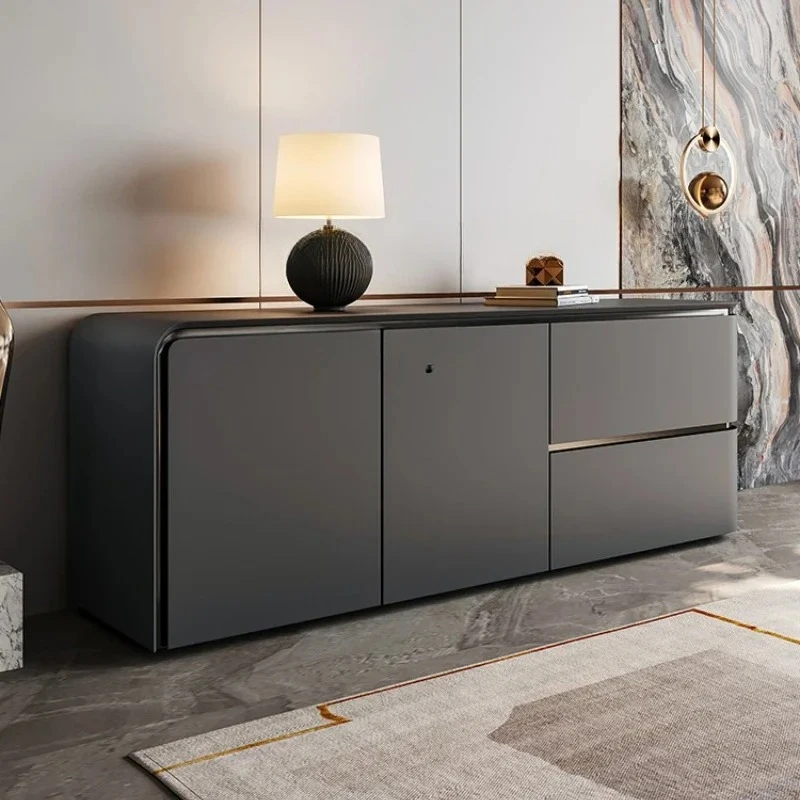 

Italian minimalist side cabinet Modern minimalist light luxury solid wood locker Entry porch cabinet