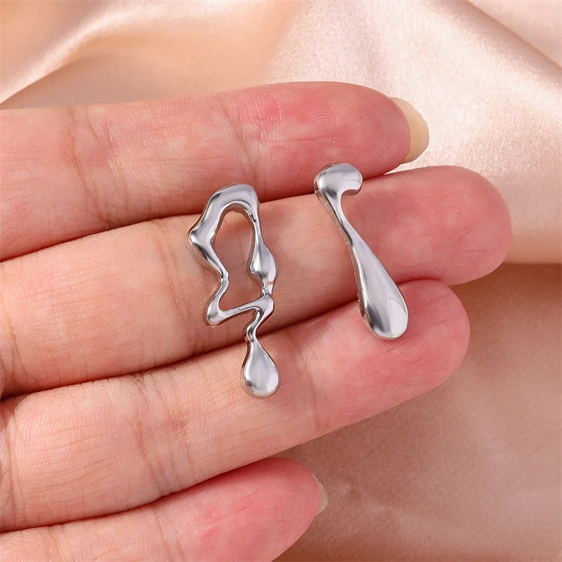 Aihua Minimalistischen Unregelmäßige Hohl Geometrie Metall Stud Ohrringe Punk Aussage Gold Farbe Ohrring Frauen Ohr Schmuck – Detail 11