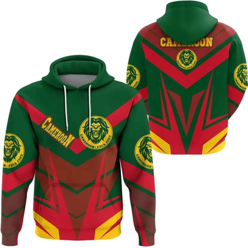 New 3D Cameroon National Flag Printing Hoodies For Men Cameroon Coat Of Arms Graphic Hooded Sweatshirts Harajuku Pullover Hoodie